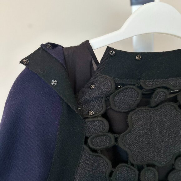 Vintage Miu Miu Black and Navy Cloud Wool Dress Size IT 42 - Picture 3 of 8